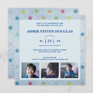 Invitation Unisex Denim publie trois photos d'enfants