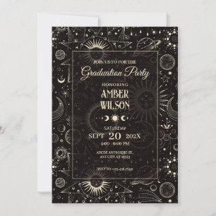 Invitation Univers mystique de lune de soleil graduation