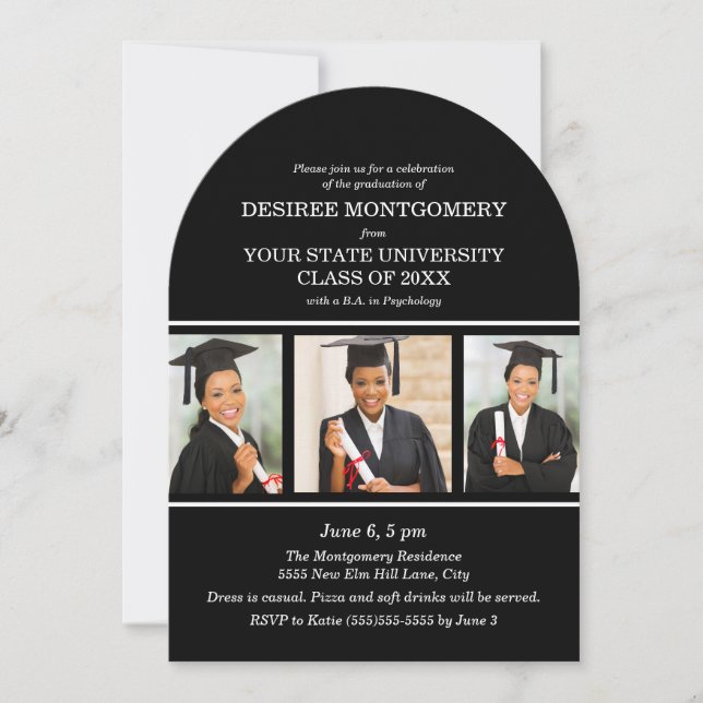 Invitation Université noire 3 Photo Arch Graduation (Devant)