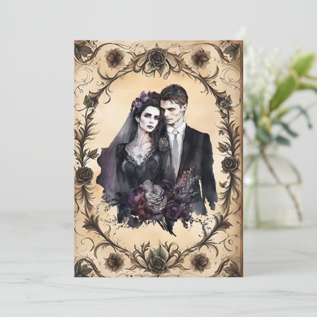 Invitation Unmourant amour Mariage gothique (Debout devant)