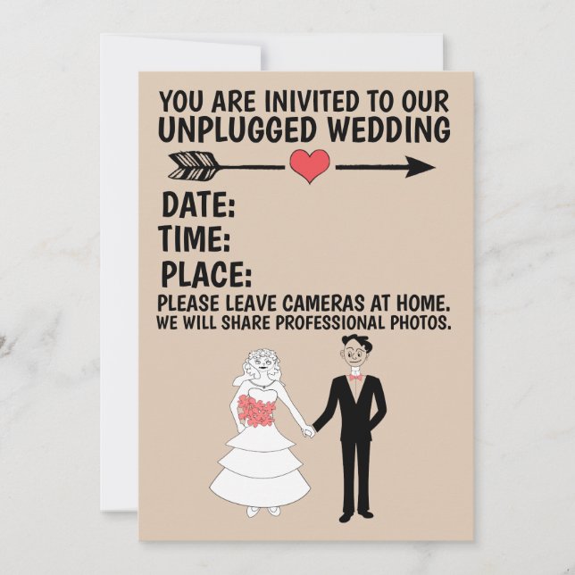 INVITATION UNPLUGGED (NO PHOTOS ALLOWED) WEDDING INITATIONS (Devant)