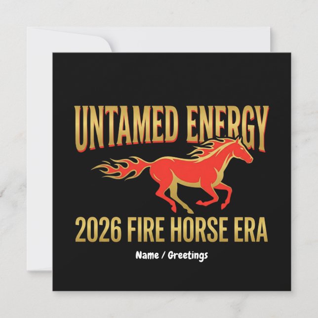 Invitation Untamed Energy 2026 Fire Horse Era Lunar New Year  (Devant)