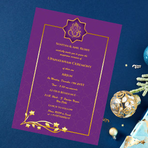 Invitation Upanayanam aka cérémonie du fil sacré hindou Janeu
