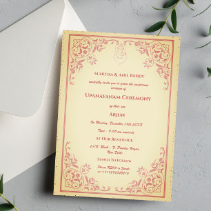 Invitation Upanayanam aka Hindu Holy Thread Janeu Cérémonie