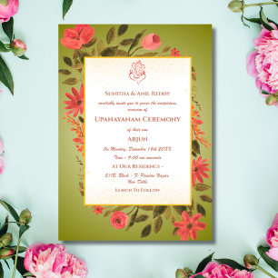 Invitation Upanayanam aka Hindu Holy Thread Janeu Cérémonie