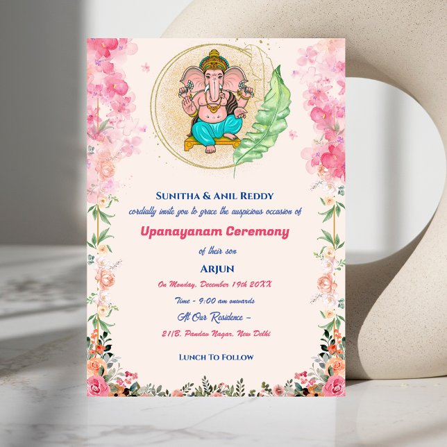 Invitation Upanayanam aka Hindu Saint Thread Janeu Floral (Créateur téléchargé)