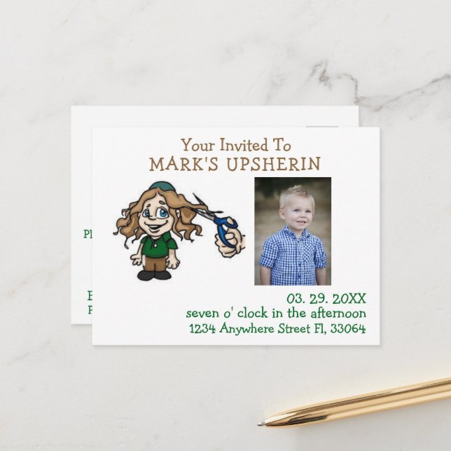 Invitation Upsherin Postcard (Devant/Arrière en situation)