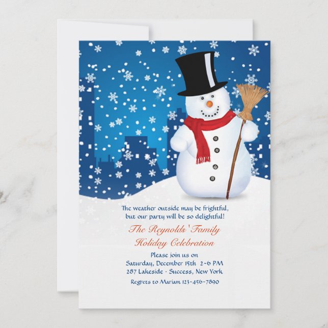 Invitation urbaine de bonhomme de neige (Devant)