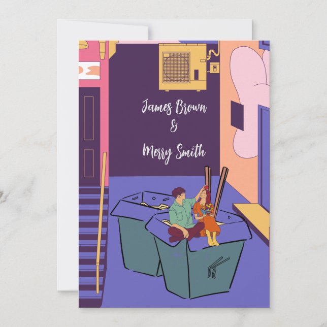 Invitation Urban Love Graffiti Murs, Mariage de boîtes à noui (Devant)