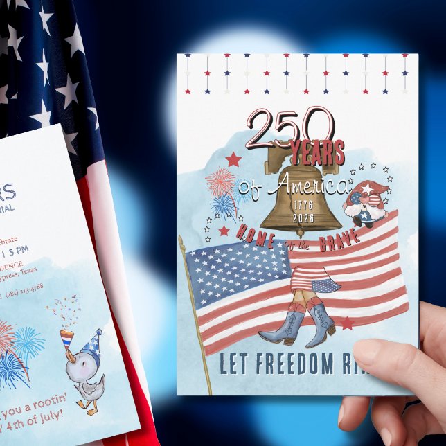 Invitation US 250 1776-2026 Texas Style 4 juillet  (US 250 1776-2026 Texas Style 4th of July Invitation)