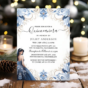 Invitation Us Ombre ivoire Ice Sky Gold Royal Blue Quinceaner