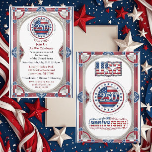 Invitation USA 250 Liberté Argent Anniversaire Rouge Blanc Bl