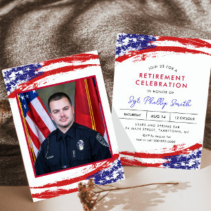 Invitation USA American Flag Police Militaire Parti de retrai