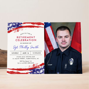 Invitation USA American Flag Police Militaire Parti de retrai