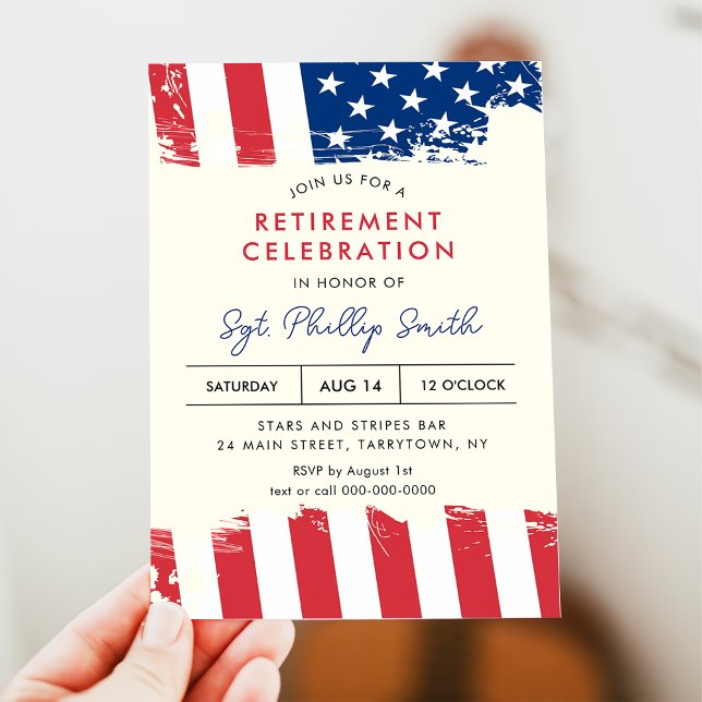 Invitation USA American Flag Police Militaire Parti de retrai (Créateur téléchargé)