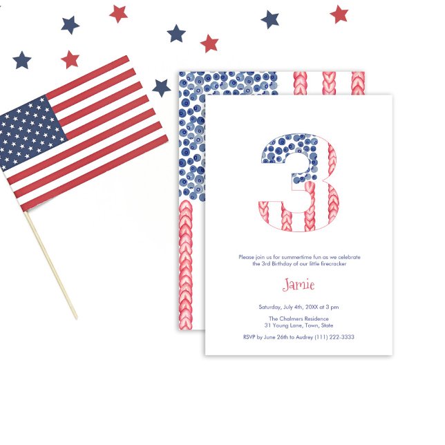 Invitation USA Drapeau Alfresco Garden 3e fête d'anniversaire (Créateur téléchargé)