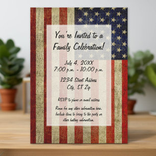 Invitation USA Flag avec un look vintage Party