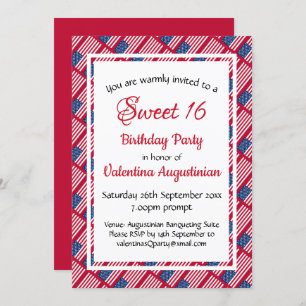 Invitation USA Patriotique SWEET 16 Anniversaire Personnalisé