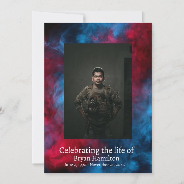Invitation USA Red Blue Military Veteran Funeral Prayer Card (Devant)