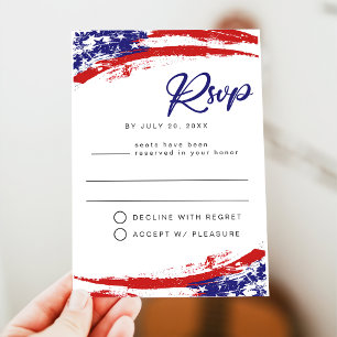 Invitation USA Watercolor American Flag Party RSVP Postcard