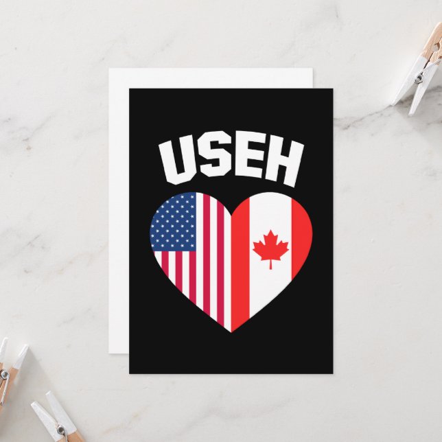 Invitation USEH Amérique Canada Drapeau Drôle Américain Canad (Devant/Arrière en situation)