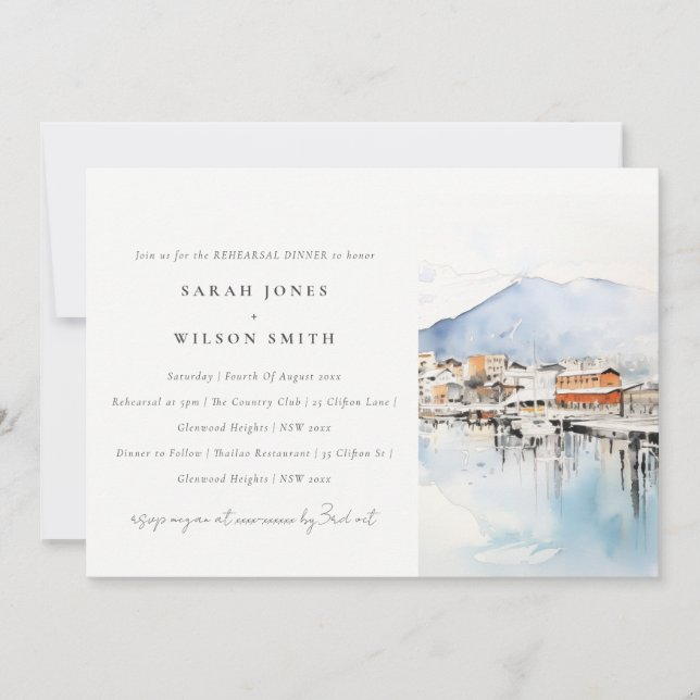 Invitation Ushuaia Argentina Landscape Rehearsal Dinner (Devant)