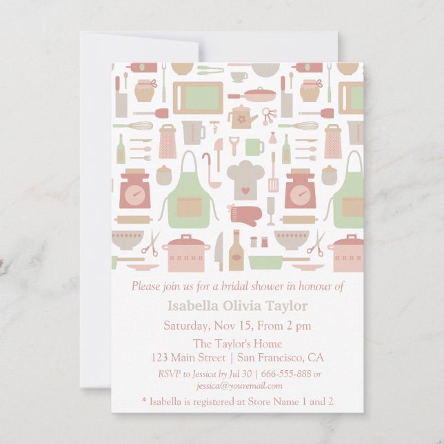 Invitation Ustensiles de cuisine tendance pour enterrement de (Devant)