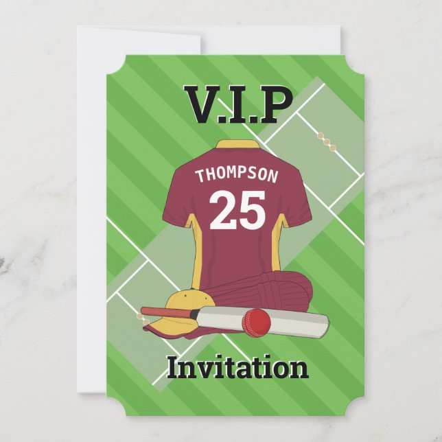 Invitation V.I.P Cricket (burg) fête d'anniversaire (Devant)