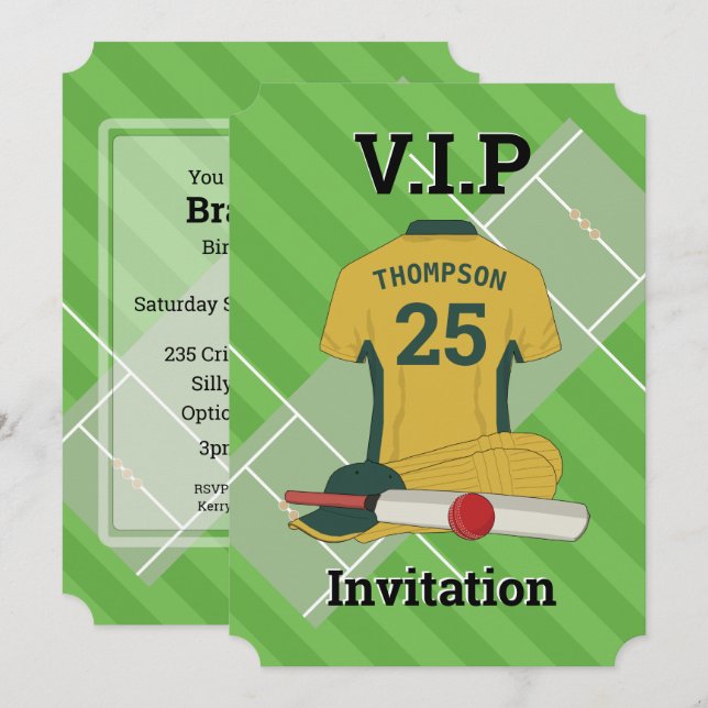 Invitation V.I.P Cricket (GGR) Anniversaire (Devant / Derrière)