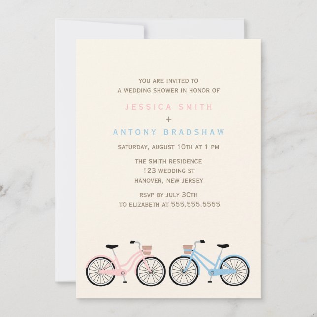 Invitation Va à vélo le sien et le sien Fête de la mariée (Devant)