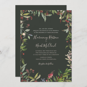 Invitation Vacances Chic Botanique Dark Green Mariage Invit