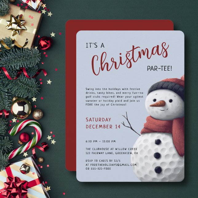 Invitation Vacances de golf Noël Par-Tee Bonhomme de neige Fe (Invite guests to a PAR-TEE they’ll never forget! )