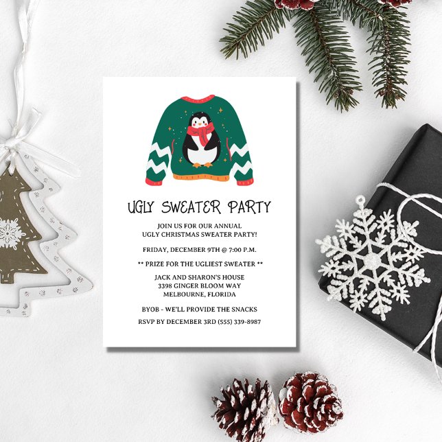 Invitation Vacances de Noël affreuse (Ugly Christmas Sweater Party Holiday Invitation)