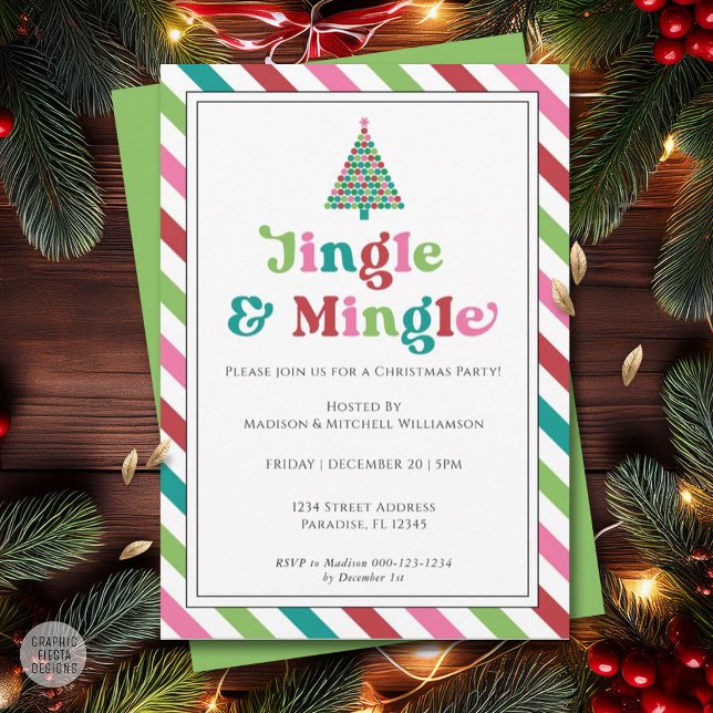 Invitation Vacances de Noël Couleurs Amusantes Brillantes Mod (Créateur téléchargé)