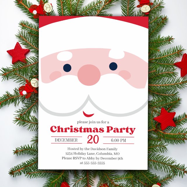 Invitation Vacances de Noël tout simplement mignonnes Père No (Simply Cute Santa Christmas Party Holiday Invitation)