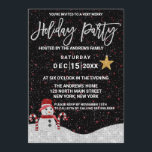 Invitation Vacances de nuit du ciel de la nuit du Snowman bla<br><div class="desc">Cette invitation à fêtes de Fêtes à thème bonhomme de neige est un design très mignon et cool pour votre papeterie de vacances. Il comporte un bonhomme de neige en parties scintillant blanche imitation avec un casquette rouge et une écharpe à côté de deux sucres de canne sur la neige...</div>