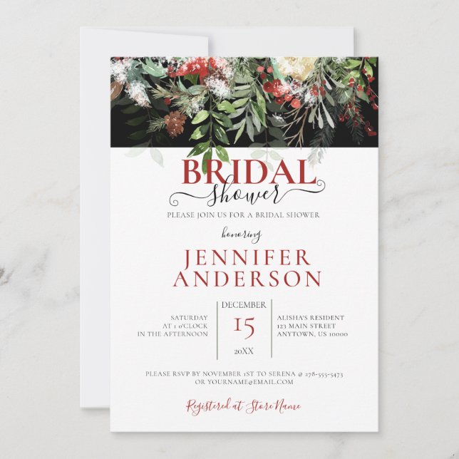 Invitation Vacances d'hiver Aquarelle Floral Disposition Douc (Devant)
