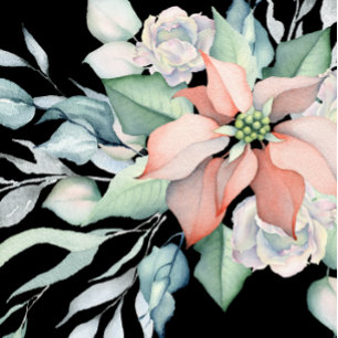 Invitation Vacances d'hiver Aquarelle rose Poinsettia Douche