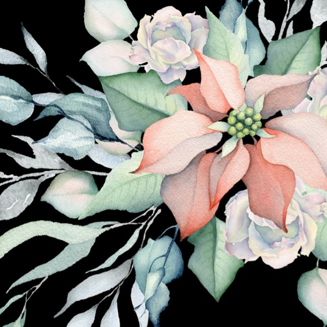 Invitation Vacances d'hiver Aquarelle rose Poinsettia Douche (Créateur téléchargé)