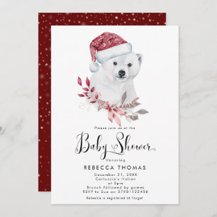 Invitation vacances d'hiver baby shower de l'ours polaire