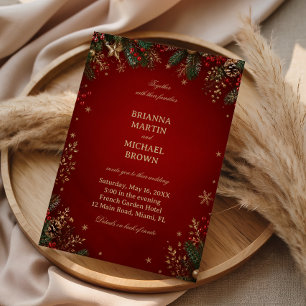 Invitation Vacances d'hiver cramoisi Luxueux
