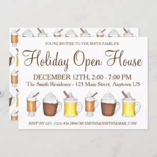 Invitation Vacances d'hiver Open House Chaud cacao Rhum Oeuf 