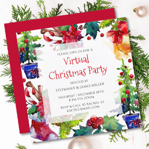 Invitation Vacances en ligne de la fête de Noël virtuelle