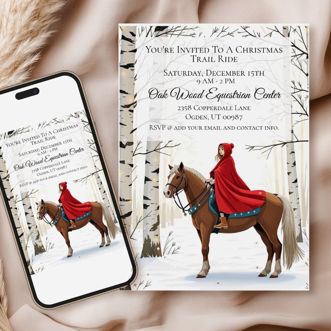 Invitation Vacances équestres joyeuses et lumineuses (Personalize the details for your  event and set the scene for a festive, horse-themed gathering!)