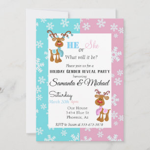 Invitation Vacances Genre Bébé Reveer Party Reindeer Neige