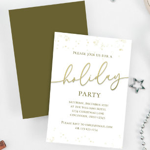 Invitation Vacances Gold Calligraphie Script Parties scintill
