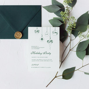 Invitation Vacances Green Monogram Bauble Ornements