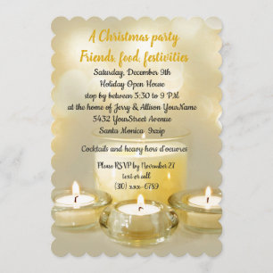 Invitation Vacances Open House Cocktail Party Golden Candles