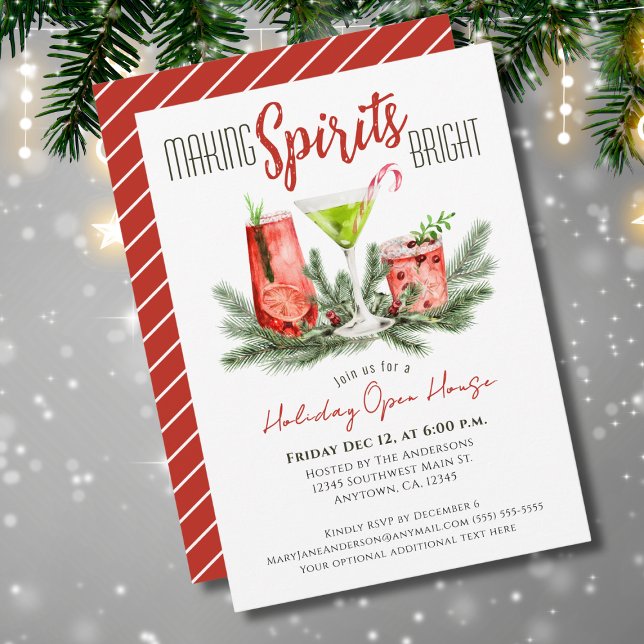 Invitation Vacances Open House Festive Cocktails de Noël (Créateur téléchargé)