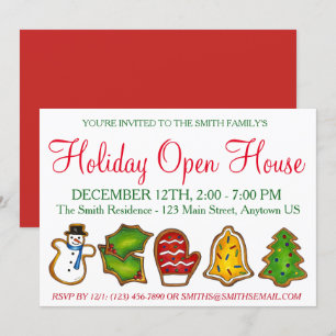 Invitation Vacances Open House Fête Noël Sucre Cookies